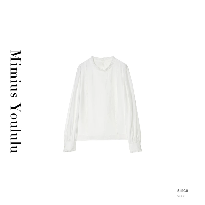 【mimius】&B游鹿鹿 法式木耳边长袖衬衫 F08226