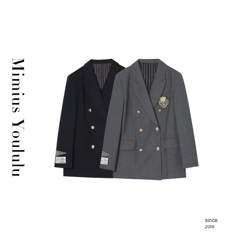 【mimius】&江江 收藏级艺术品手工胸章可拆学院风羊毛西装F07357