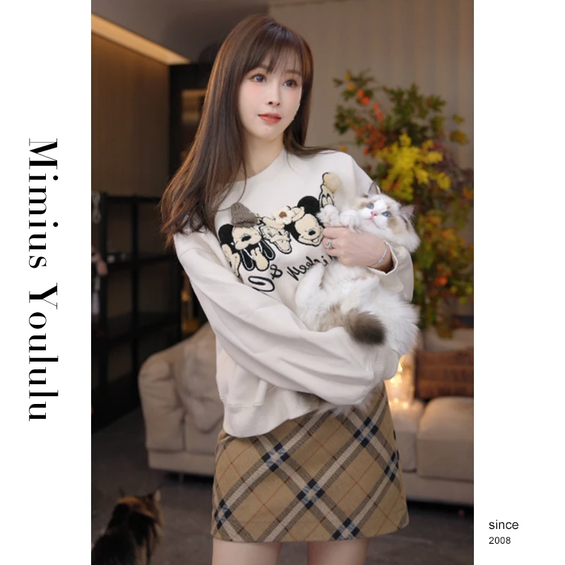 【mimius】&游鹿鹿 减龄～加绒设计感小众卡通印花套头卫衣 WF08160