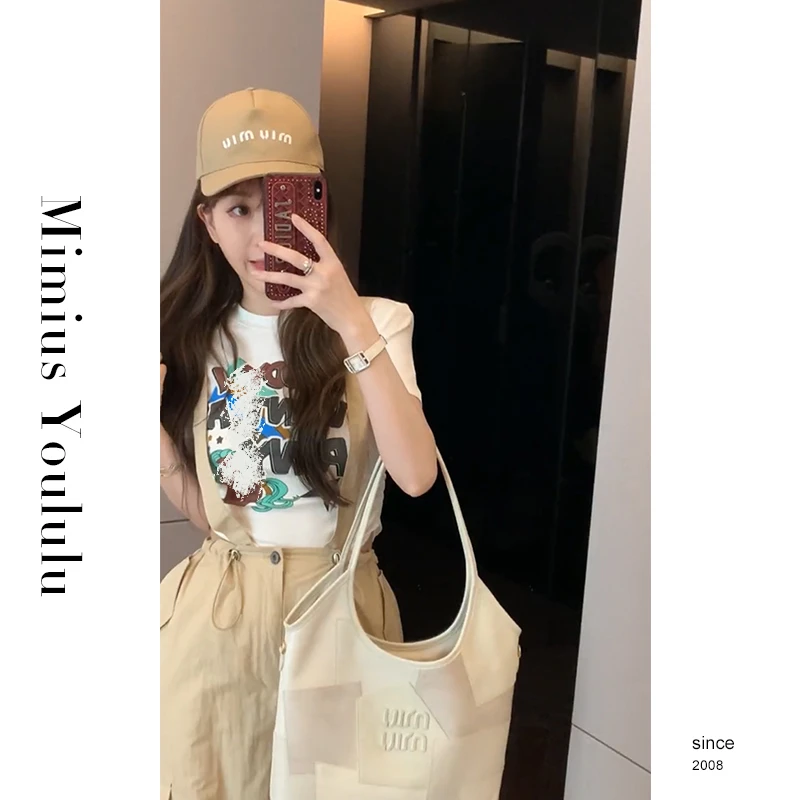 【mimius】游鹿鹿 彩色字母印花短袖T恤 汉服 F04299