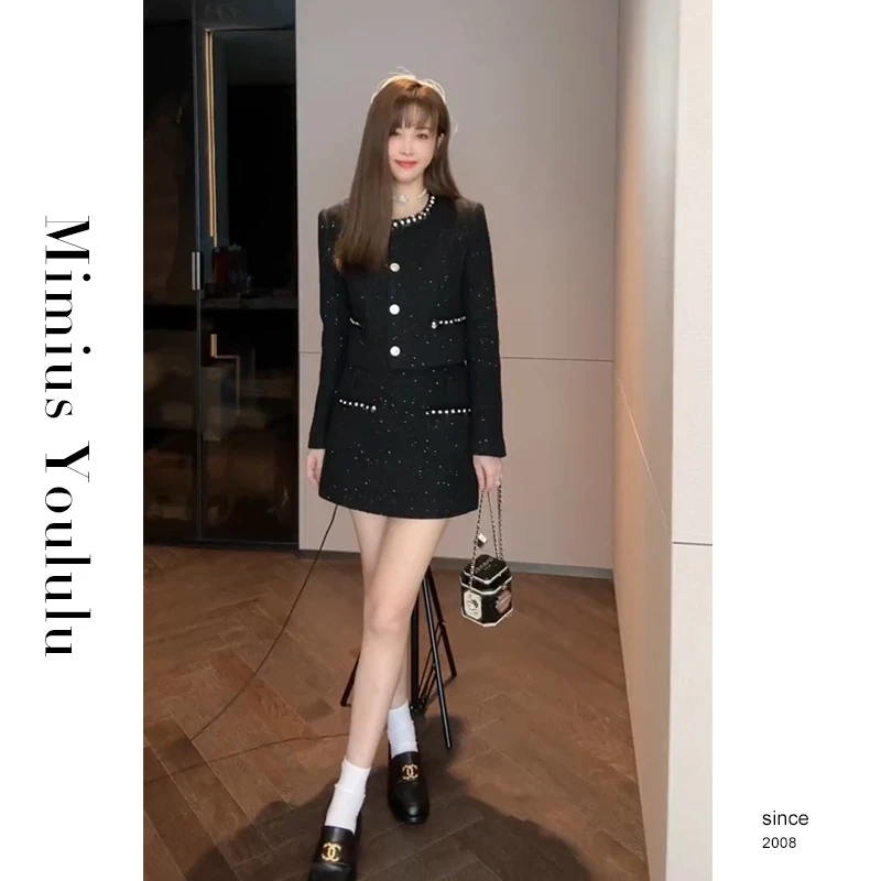 【mimius】沐沐【黑金巴曼】设计感重工外套＋裙裤套装 F07234