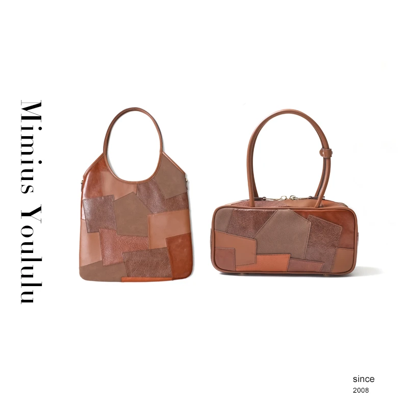 【mimius】&小野 miu系头层牛皮复古拼皮包（不含配饰） WF07313