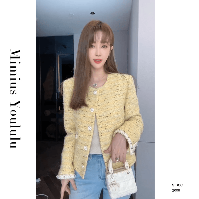 【mimius】&游鹿鹿【米兰往事】高级感圆领粗花呢外套 F07143