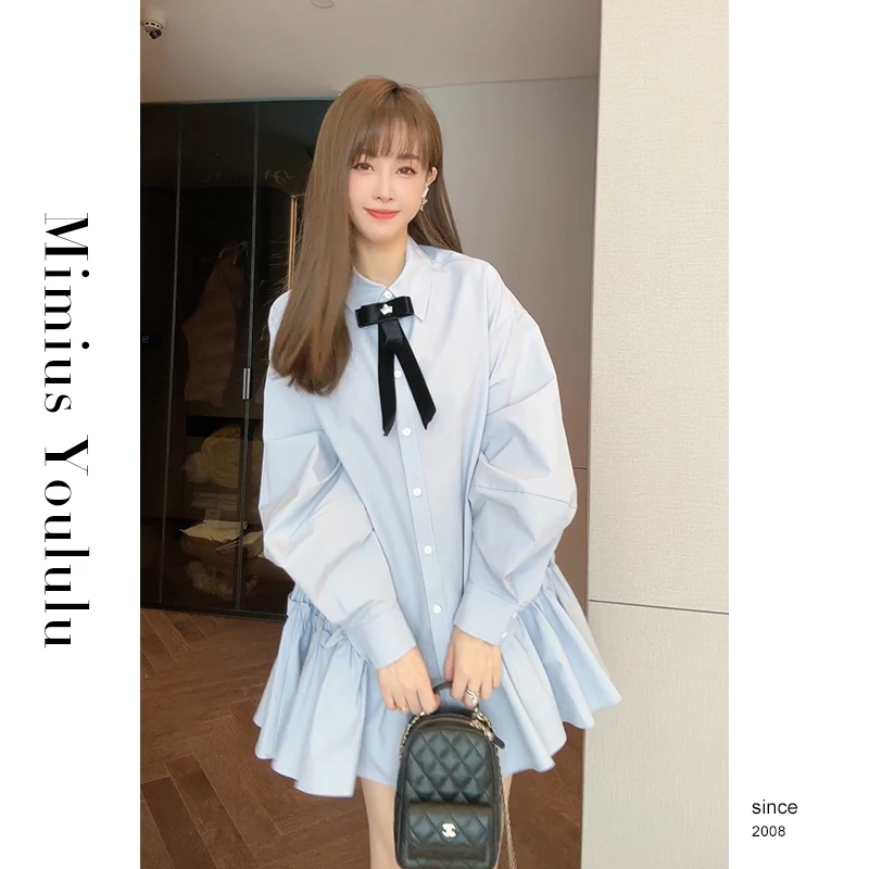 【mimius】&喵喵【和光同尘】学院风衬衫连衣裙（配饰可拆） F07391