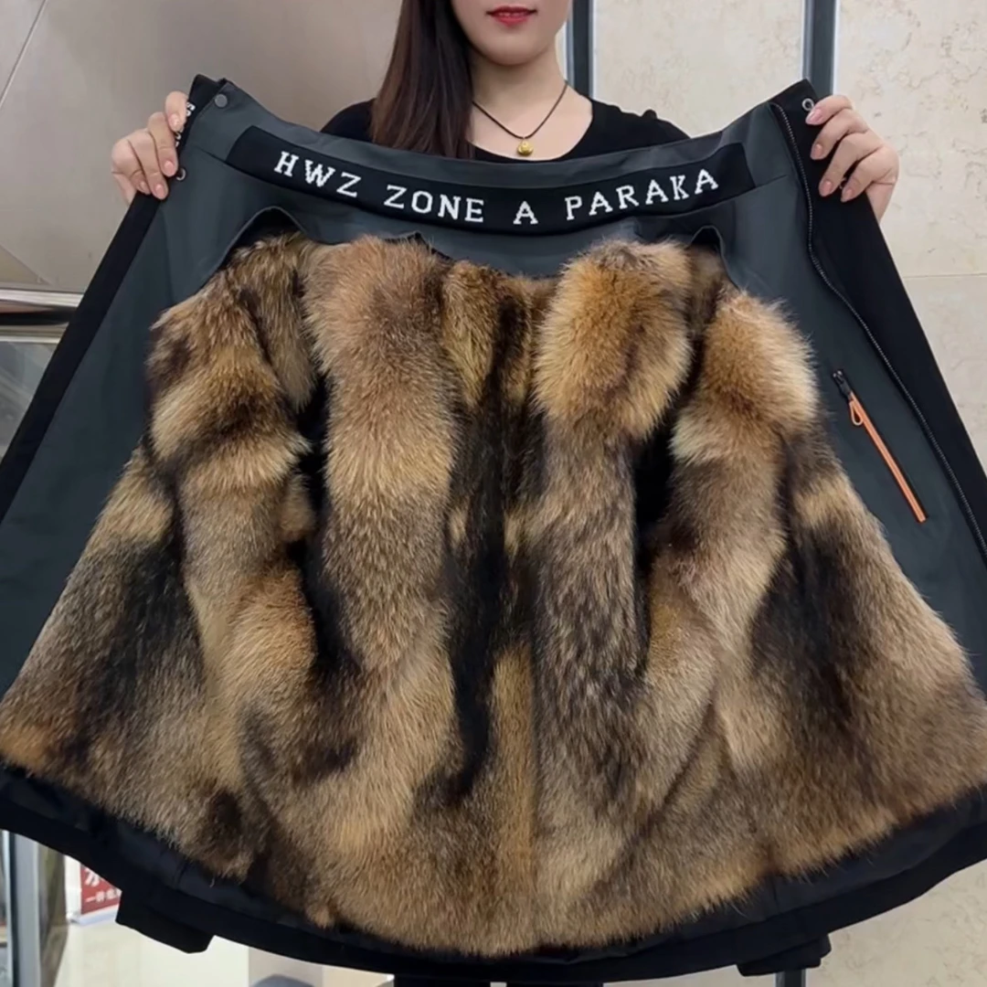 【小暖炉】冬休闲男款外衣时尚百搭美洲貉皮毛一体外套男士潮流保暖