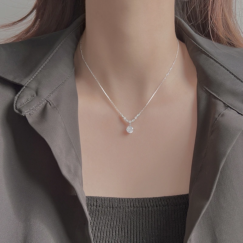 坠链均925银 925纯银锆石项链女生超仙精致高级感锁骨链2024新款