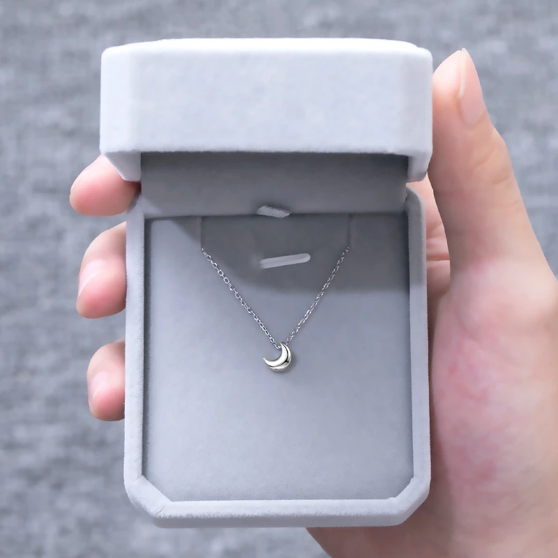 坠链均925银 通体S925银月亮项链女轻奢小众设计锁骨链女2023年新