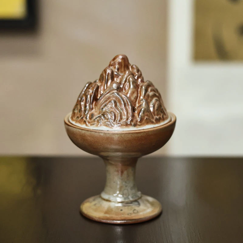 【小田甄陶】丹霞高足香炉（Q2976）