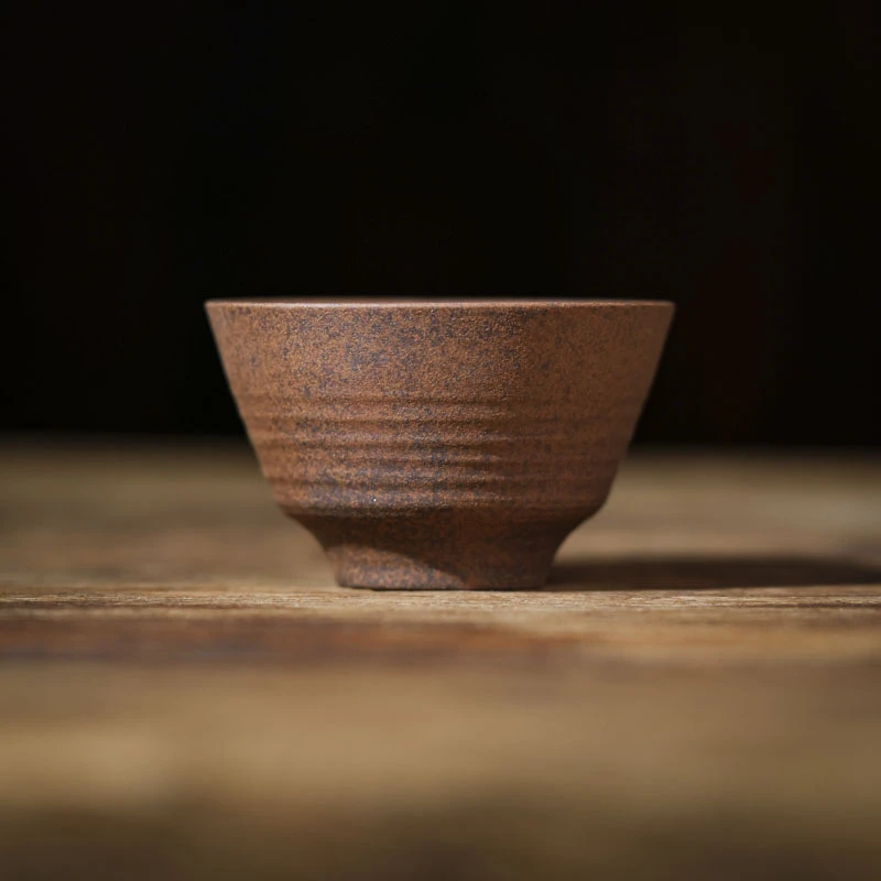 【小田甄陶】老岩泥-灰念-斗笠杯（Q3995）