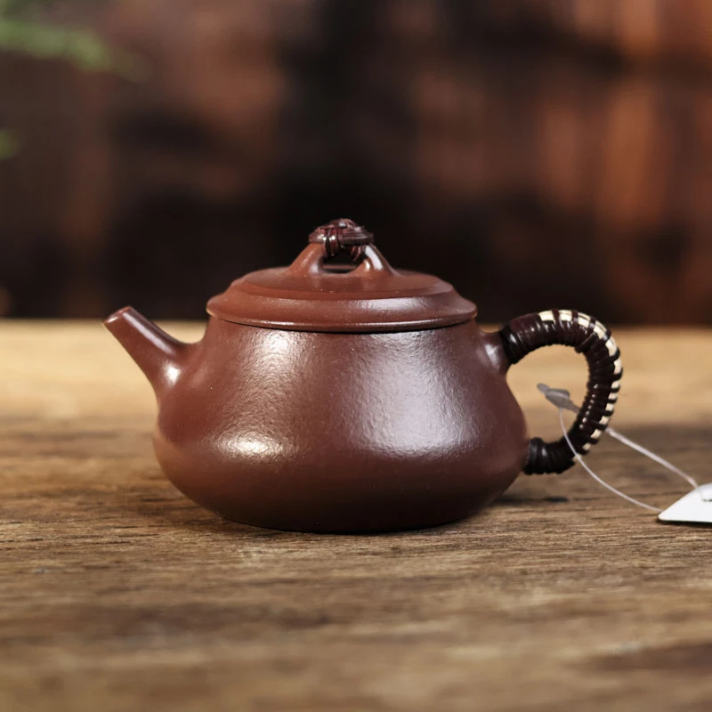 【小田甄陶】藤编础瓢紫朱泥85cc（藤编0008）