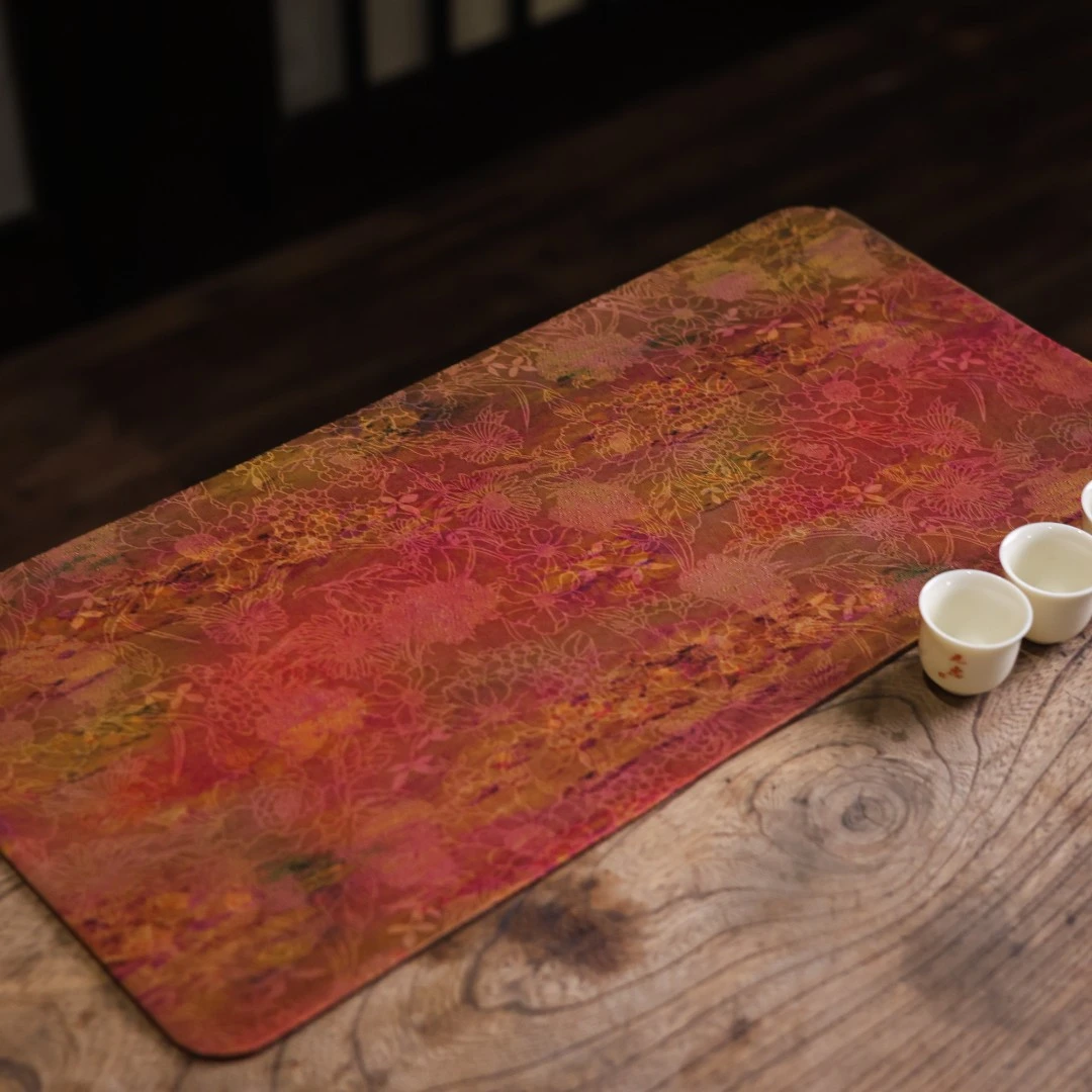 【小田甄陶】<莫奈花园>红云纱-茶席-慢蓝布艺-50*24（慢蓝S0704）