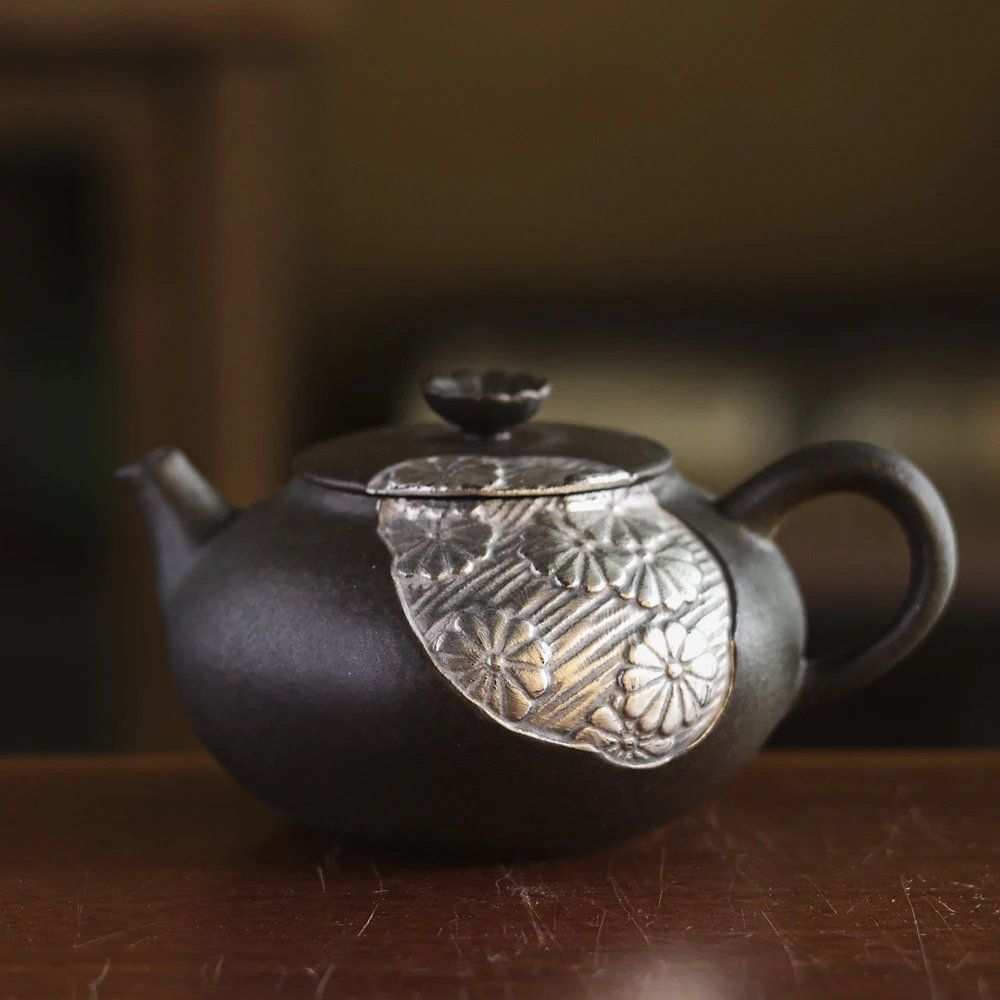 【小田甄陶】汉青釉-灰念-百花壶-105CC（Q1421）