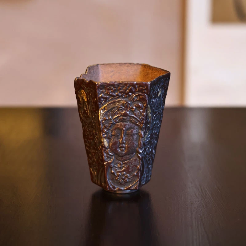 【小田甄陶】老陶泥敦煌主人杯（Q3326）容量60cc左右