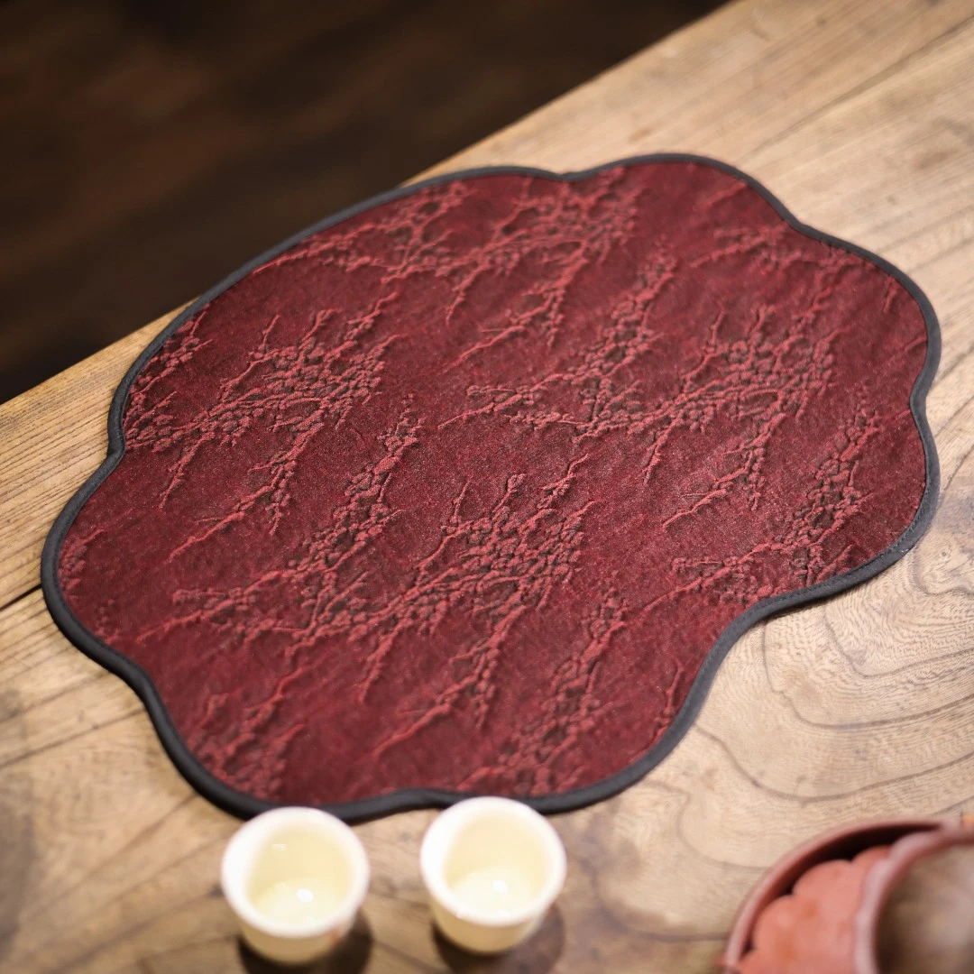 【小田甄陶】【冰梅】安哥拉红包边-如意-慢蓝-茶席-36*26（慢蓝S0757）