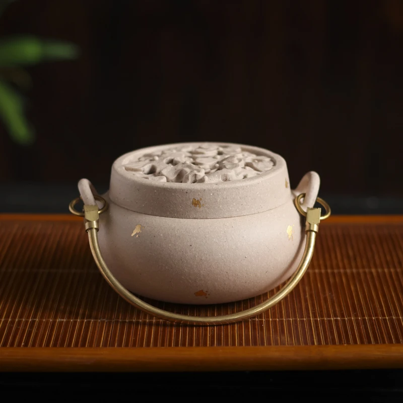 【小田甄陶】桃花泥-亦缶-繁花香炉（窑云S0190）