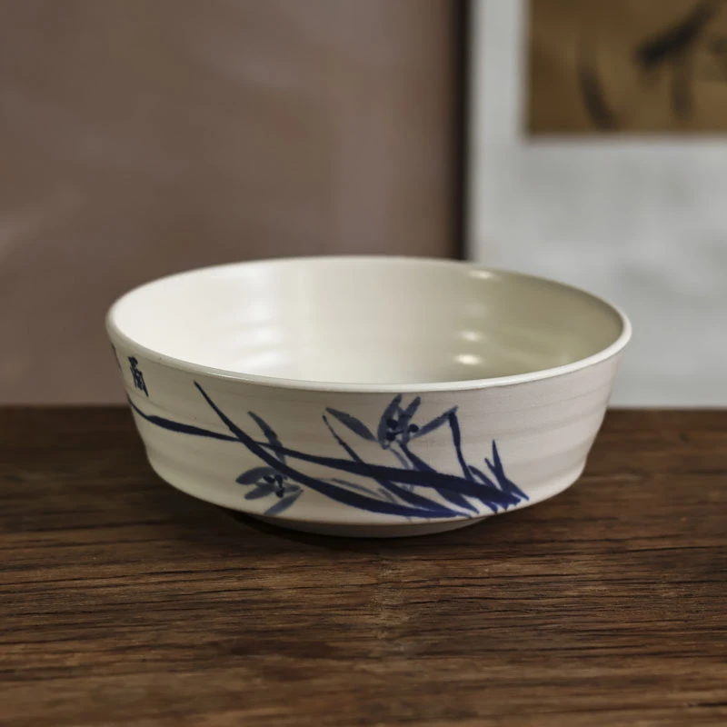 【小田甄陶】兰花诗文直口手作壶承-直径15.5CM高5CM（W0271）