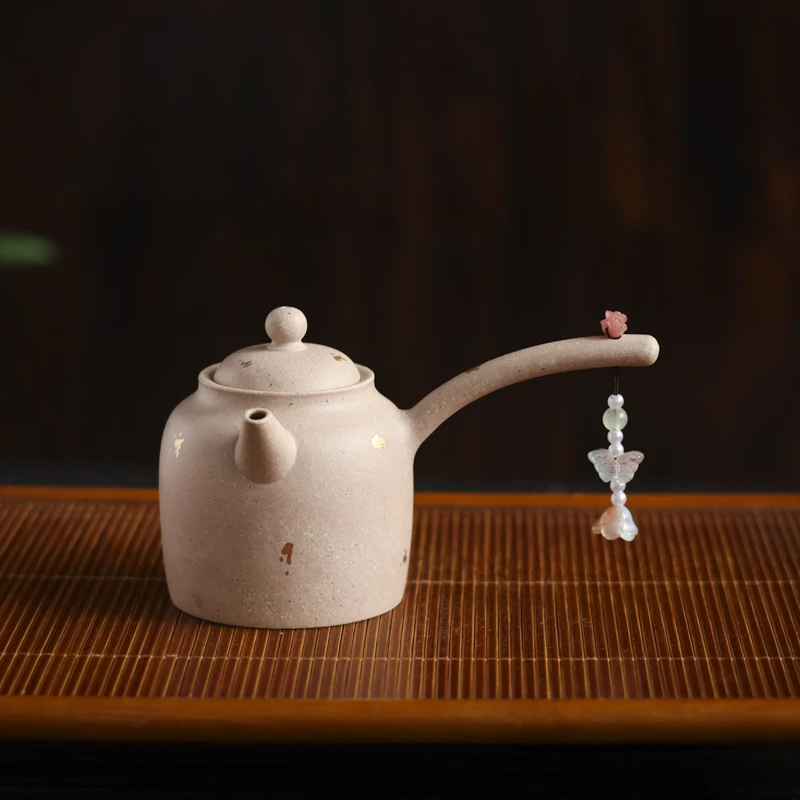 【小田甄陶】桃花泥-亦缶-芊芊厥歌侧把壶-110CC（窑云S0189）