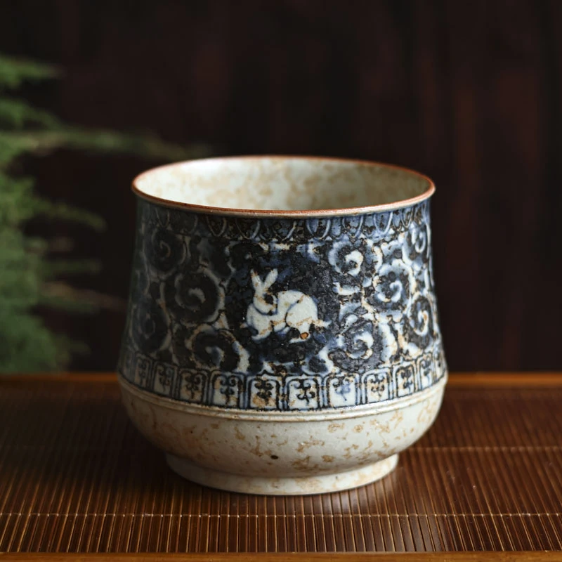 【小田甄陶】海水兔-青墨-建水-530cc（青墨0032）