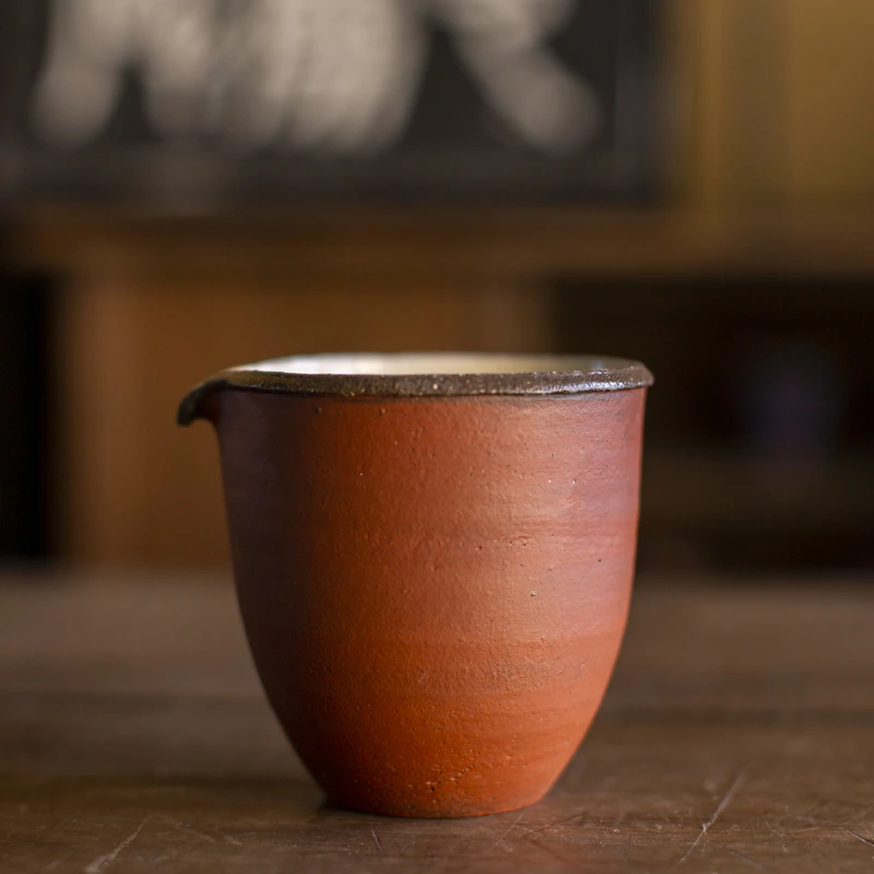 【小田甄陶】红泥粉引-半斋-公道杯（半斋S0158）