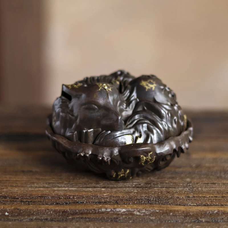 【小田甄陶】九尾狐香炉（Q2590）口径长10CM宽7.5CM