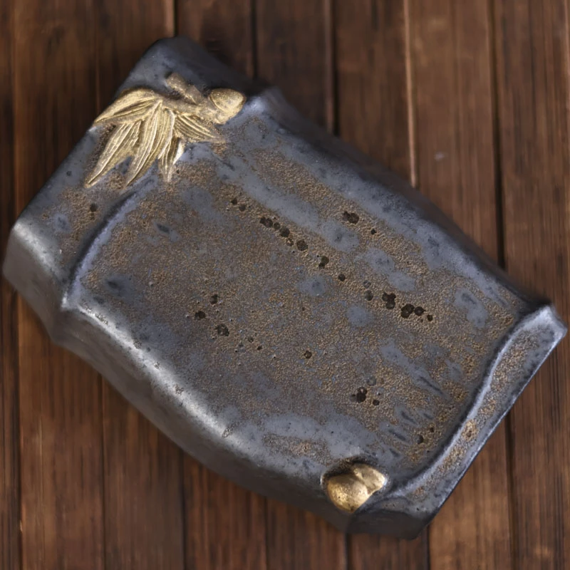 【小田甄陶】鎏金竹叶茶则（Q4094）