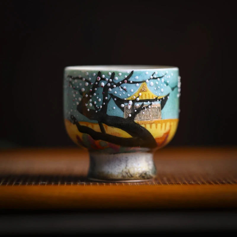 【九姐爱喝茶】故宫春色-蕉白轩-高足杯-60ml（蕉白S0628）