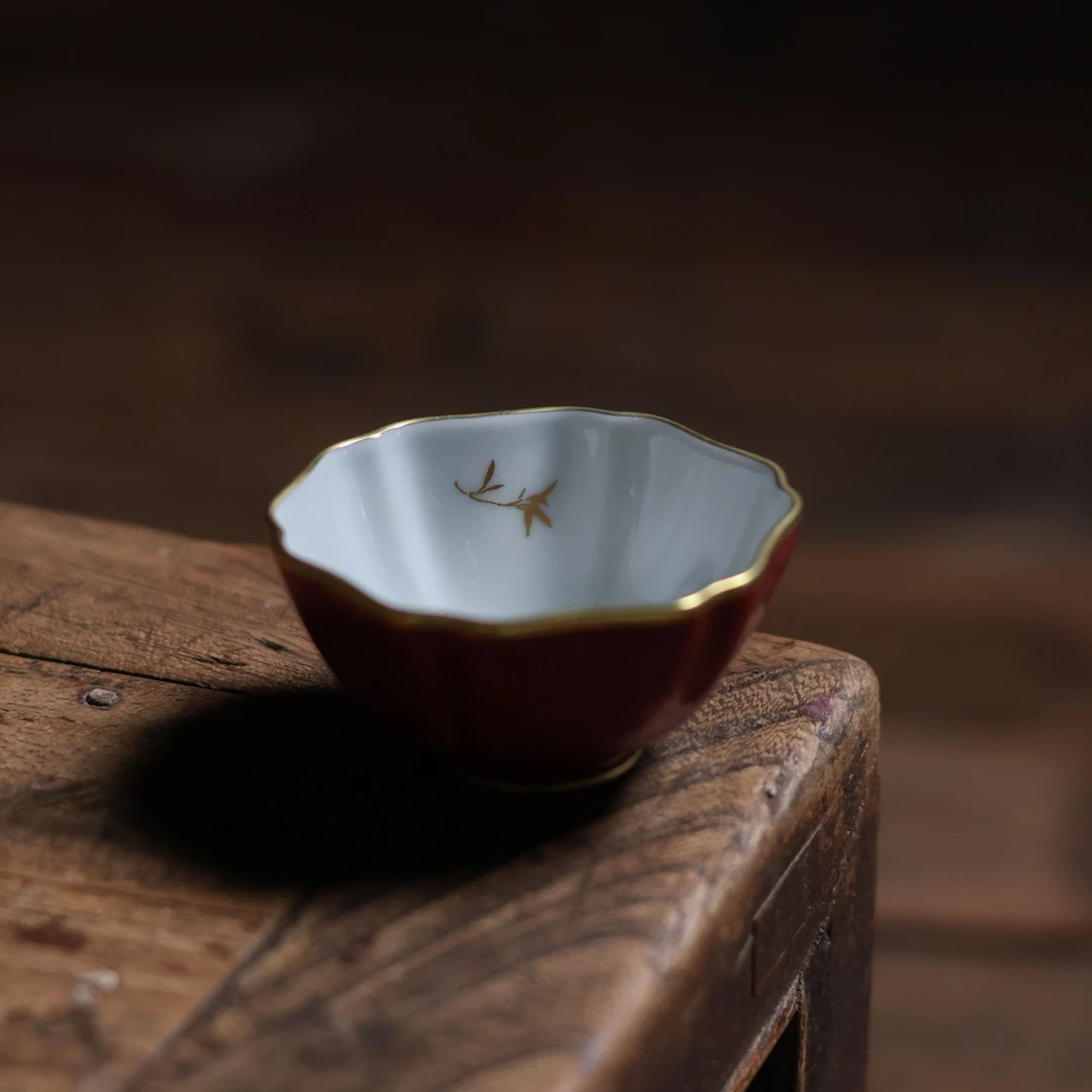 【小田甄陶】熊猫玫瑰红-华隐堂-六方杯（华隐S0807）