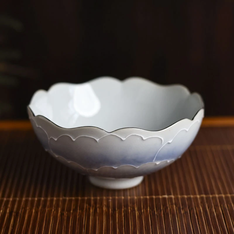 【小田甄陶】天空蓝-央禾-花口杯(90ml)（Q4786）