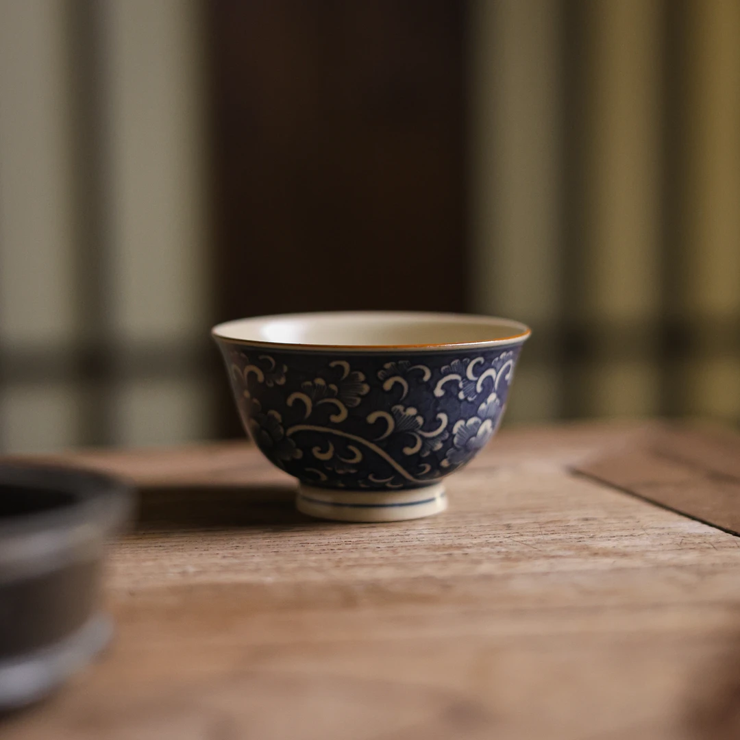 【小田甄陶】缠枝牡丹-拙溪-茶杯-40CC（ZX-0237）