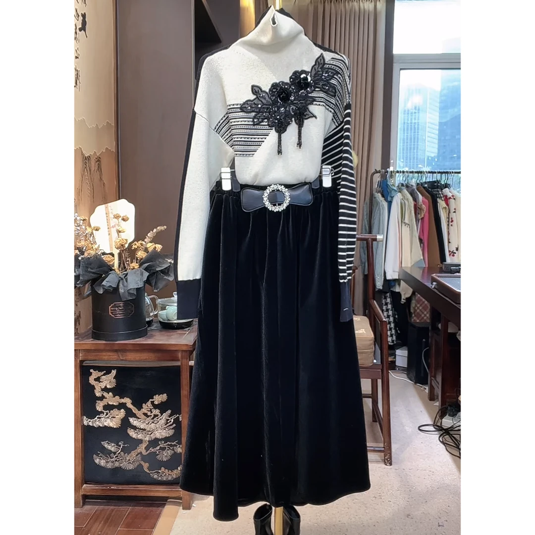 芙娜妮轻奢秋冬新款法式优雅气质套装复古显瘦名媛女装F2432396