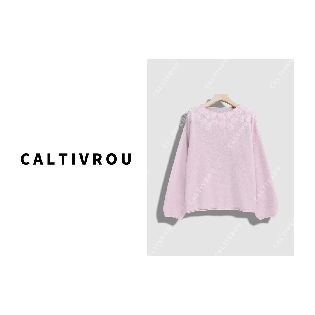 Caltivrou【阿紫】蓝蝶鸢尾~秋冬简约时尚百搭针织衫-Y13525-X