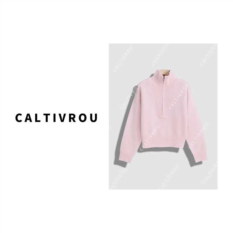 Caltivrou【蕊蕊1】半拉链时尚气质宽松针织衫-Y13917