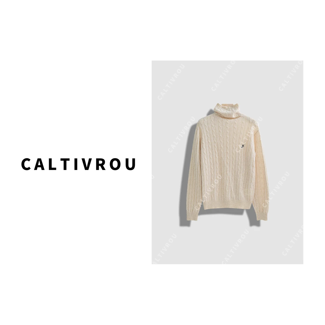 【现货】气质高端~时髦刺绣高领山羊绒针织衫-A389-Y8348