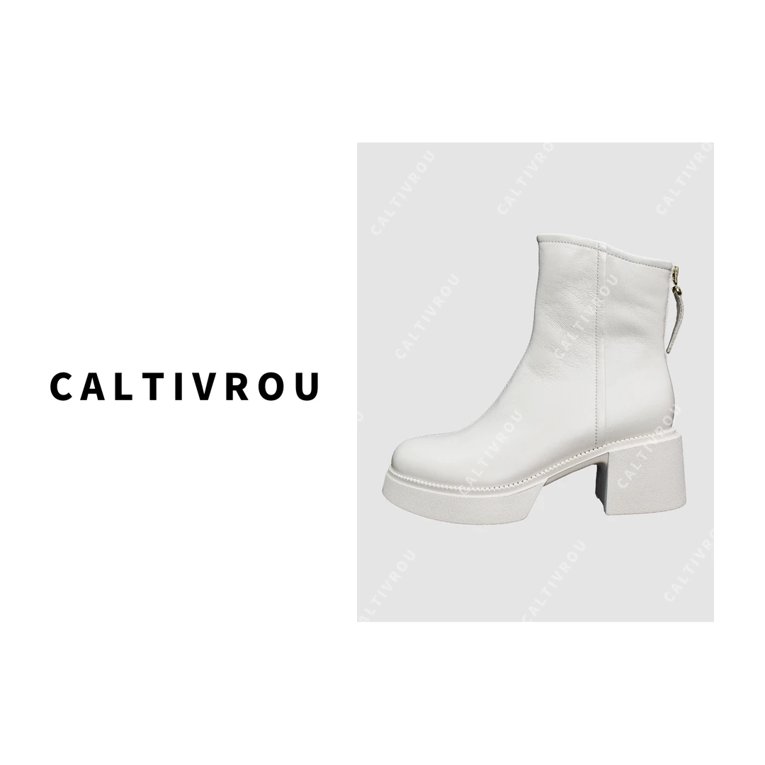 时髦简约加绒中跟中筒靴-X13903-X