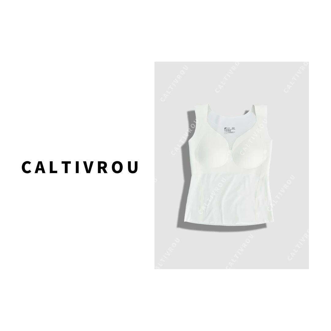 Caltivrou蕊背心内衣2024秋款带胸垫内搭打底衫低领秋衣Y13155-X
