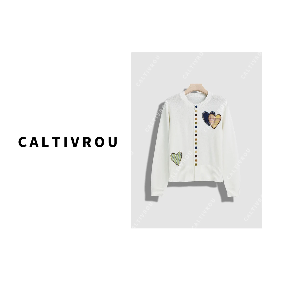 Caltivrou【阿紫】恋花影~毛衣外套女薄款羊毛衫针织外搭Y13533-X
