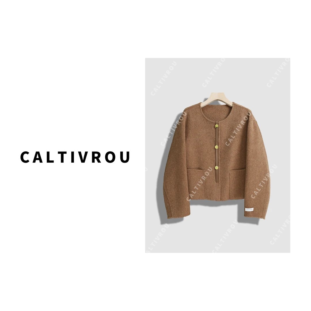 Caltivrou【蕊蕊现货】含香信纸~气质短款圆领宽松外套-Y12705-X