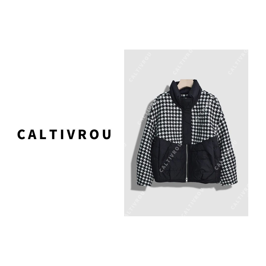 Caltivrou【现货】热气腾腾~拼接设计感立领气质羽绒服-Y13732