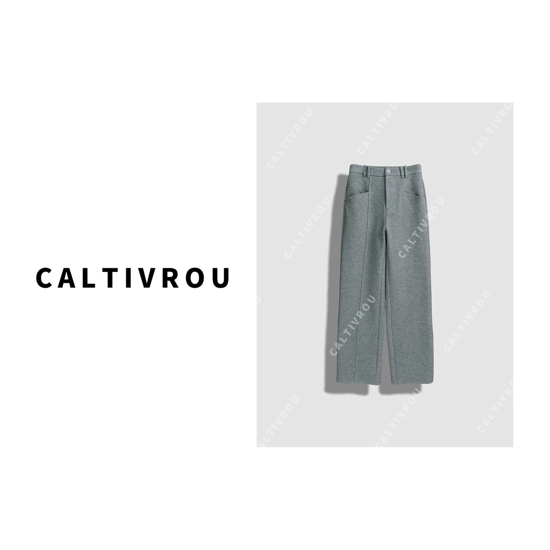 Caltivrou【现货】秋冬时尚百搭高腰显瘦直筒休闲裤-HK-K14348