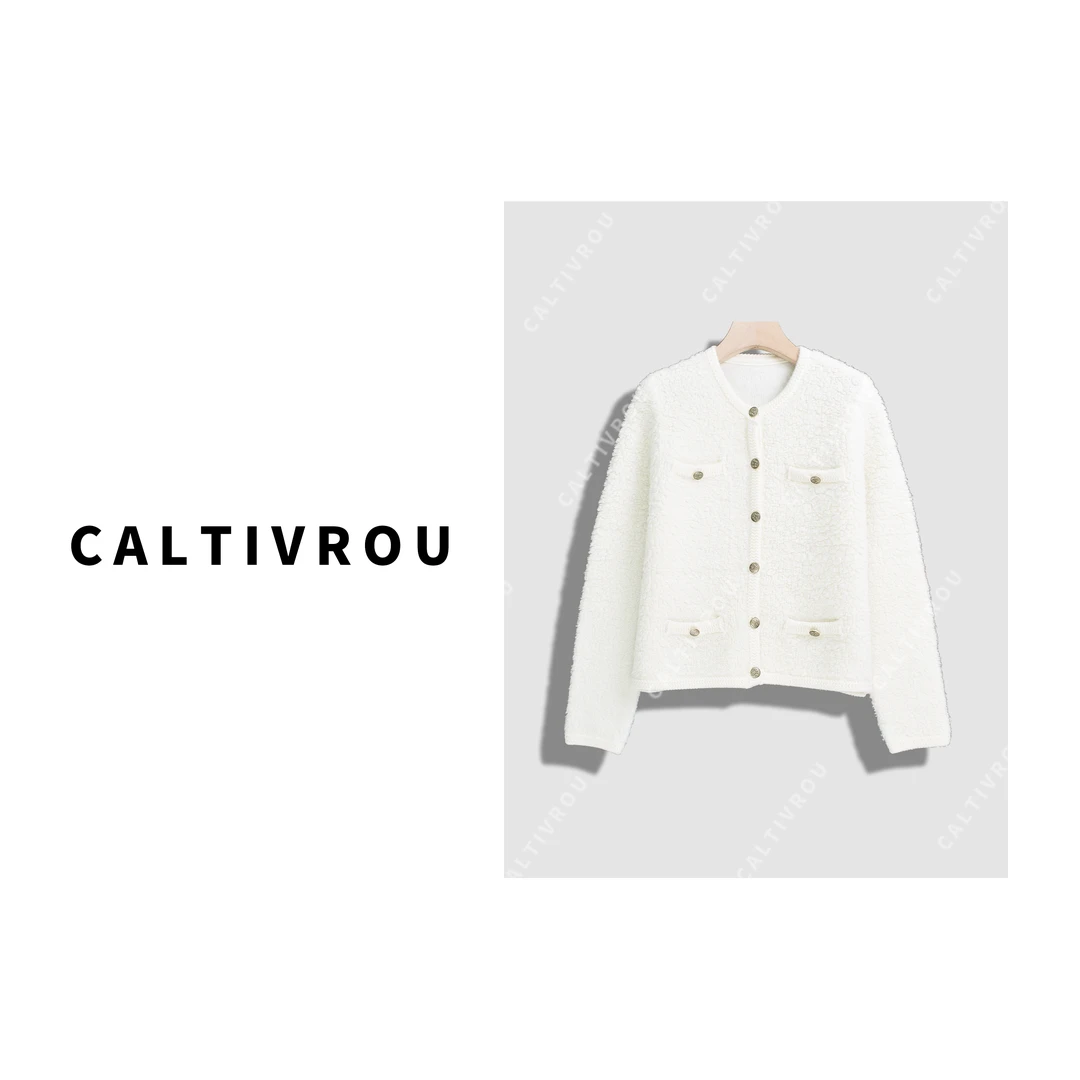 Caltivrou【蕊蕊】话梅糖外套名媛小香风开衫显瘦纹理上衣Y13139-X