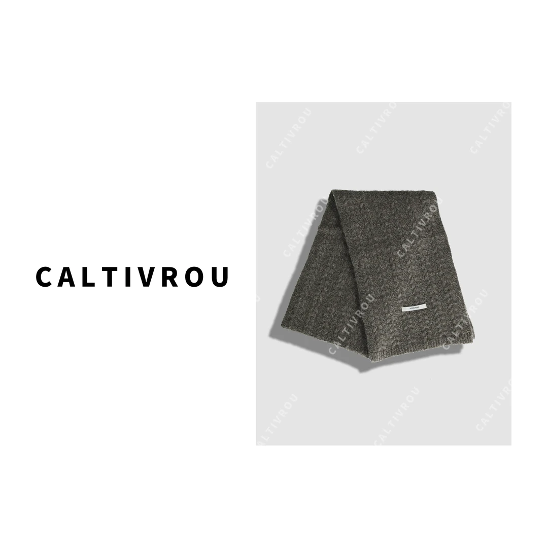 麻花纯色针织软糯围巾-S13252-X