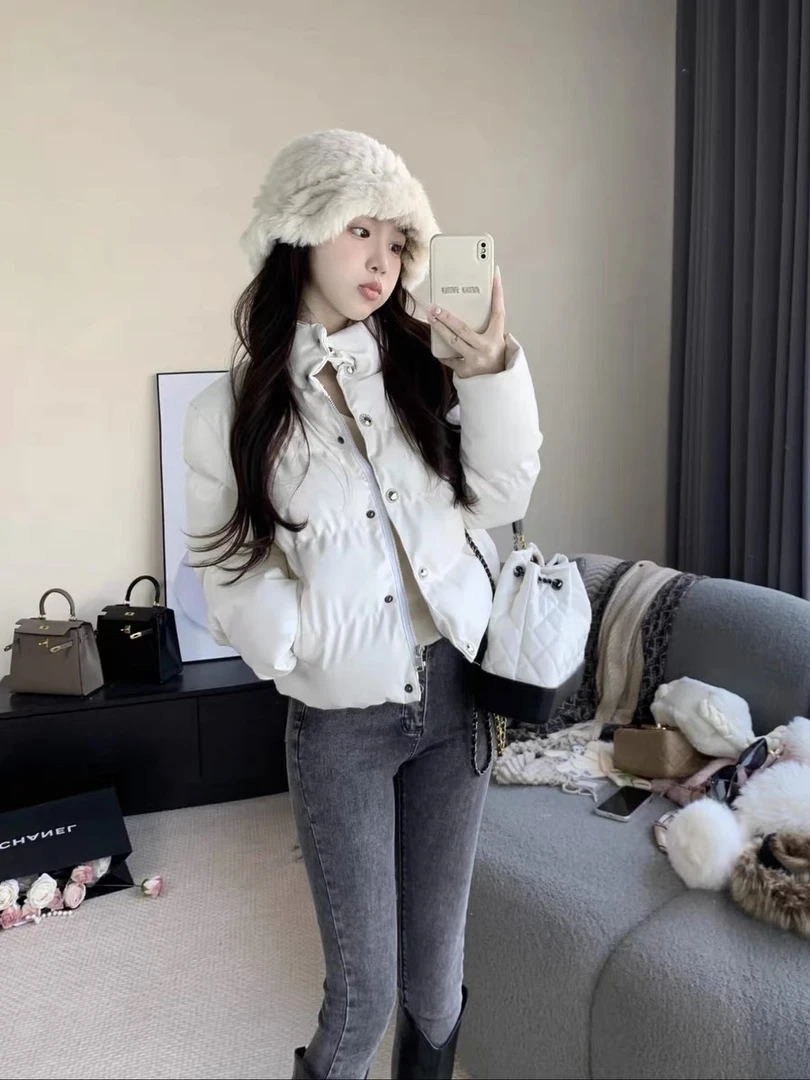 高级感PU皮棉衣外套2025年冬季新款小个子棉服加厚保暖短款面包服