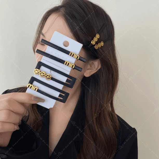 新款气质字母黑金配色精致网红刘海碎发夹发卡百搭韩版刘海侧边夹