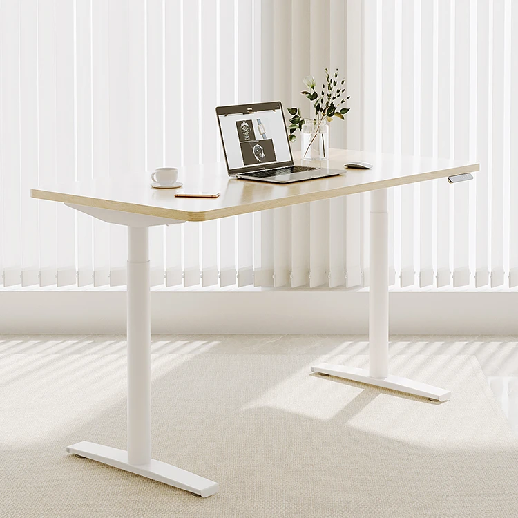 蓝立哆H2c电动升降桌办公网红电脑桌电竞桌电动白色圆腿升降桌