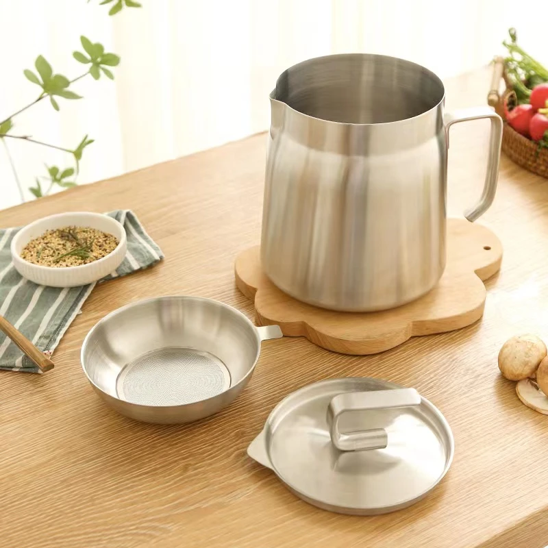 304不锈钢家用厨房大容量过滤油壶 升级款加油炸网  1.8L   2.2L