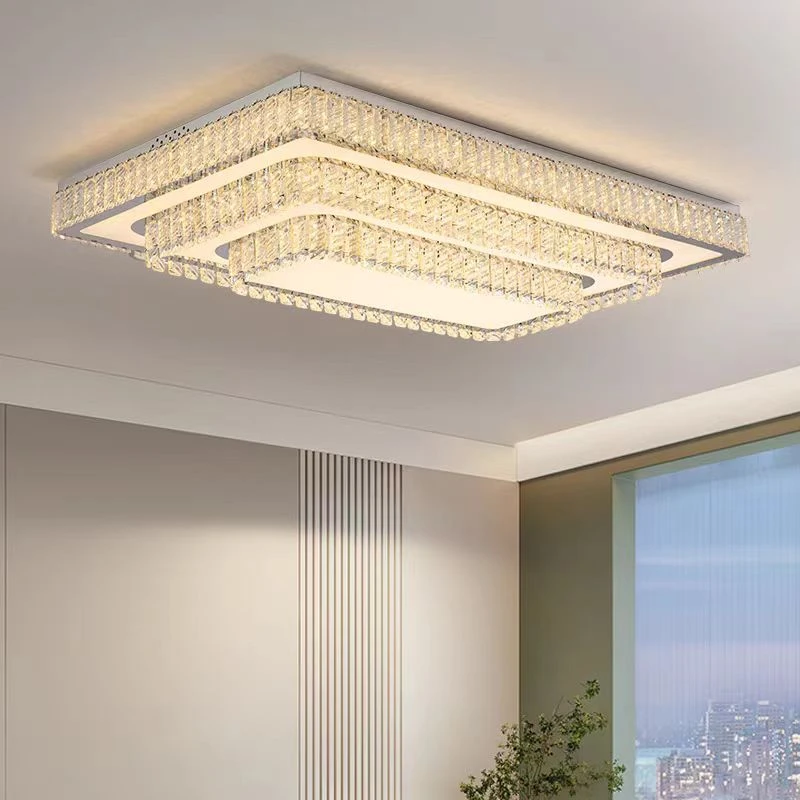 现代轻奢大气水晶客厅吸顶灯简约大气2024新款全屋套餐灯具