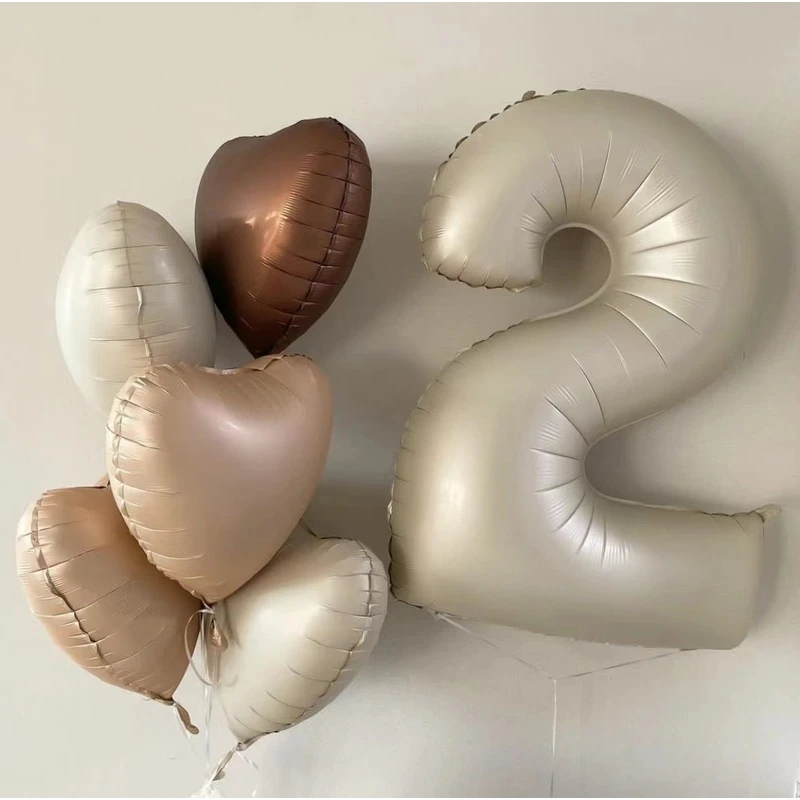 ins风40寸焦糖奶油色大数字气球儿童成人生日周岁拍照拍照布置装