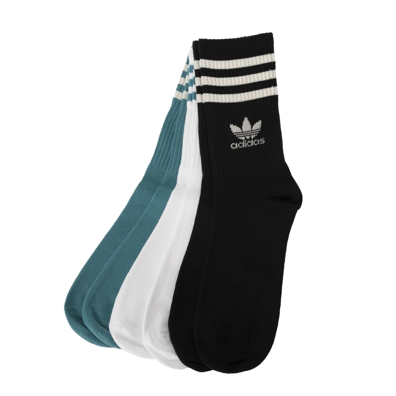 阿迪达斯三叶草男袜女袜2023新款运动休闲袜三双装三色袜子IQ3513