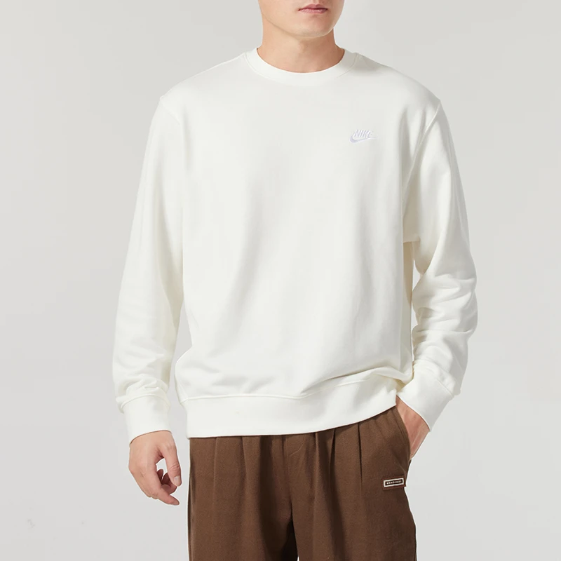 耐克圆领卫衣男2025新款宽松上衣白色运动服打底休闲套头衫BV2667