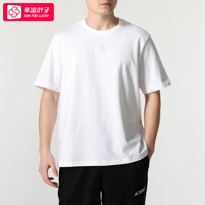 阿迪达斯短袖男2025夏季新款运动时尚休闲半袖白色T恤上衣 IN3161